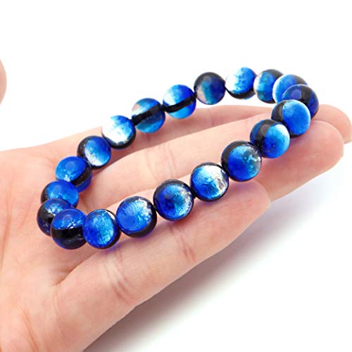 [GOLD STONE] Yonaguni Blue Firefly Glass 10mm Glowing Bracelet from Yonaguni Island, Okinawa, Inner Diameter: Approx. 16.5cm