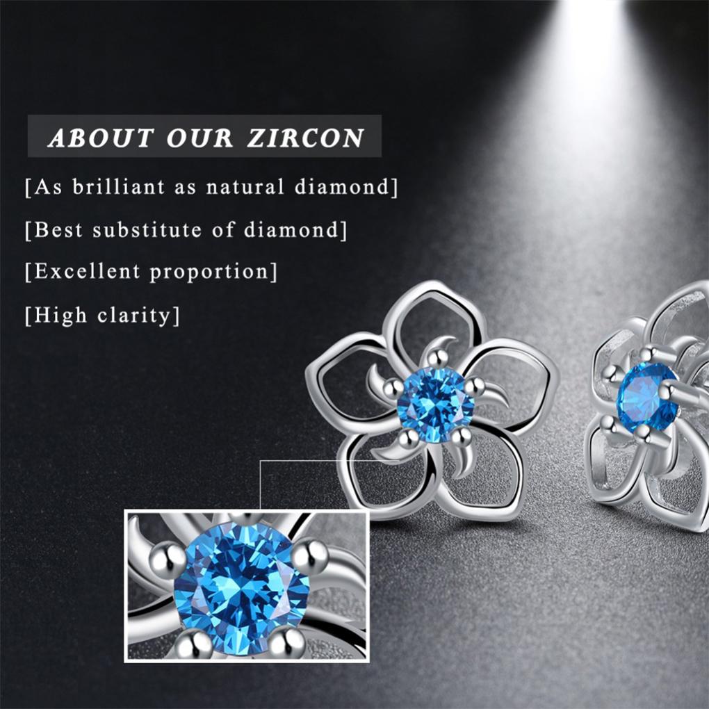 Style Ladies Stud Pair Birthday Girls Unfading Electroplated Ear Earring Silver Shape 1 Gift Flower Copper European
