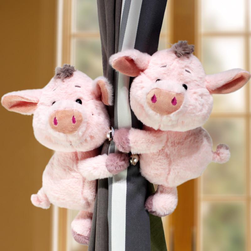 Animal Pig Plush Curtain Tieback Cartoon Doll For Childrens Decoration Window