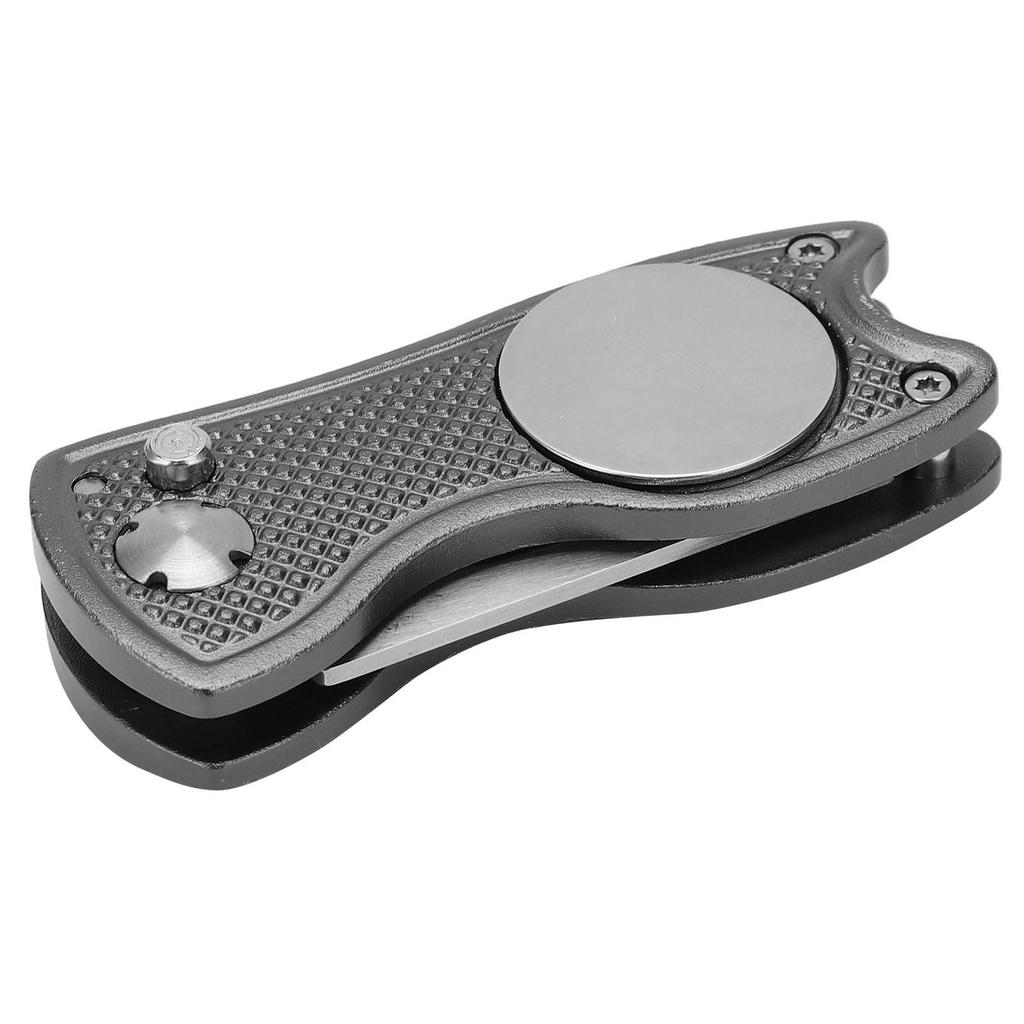 Stainless Steel Golf Pitchfork Foldable Golf Divot Tool Switchblade Tool Divot Repair ToolGray