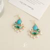 Vintage Ethnic Style Natural Turquoise Tassel Earrings, Elegant Vacation-style Stud Earrings, Sophisticated Pendant Earrings