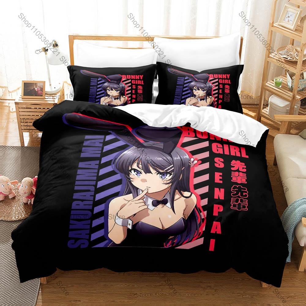 3 In 1 Sakurajima Mai Themed Bedding Set Cute Actress Design Breathable Fabric Bedroom Gift Print Stylish Home Decor