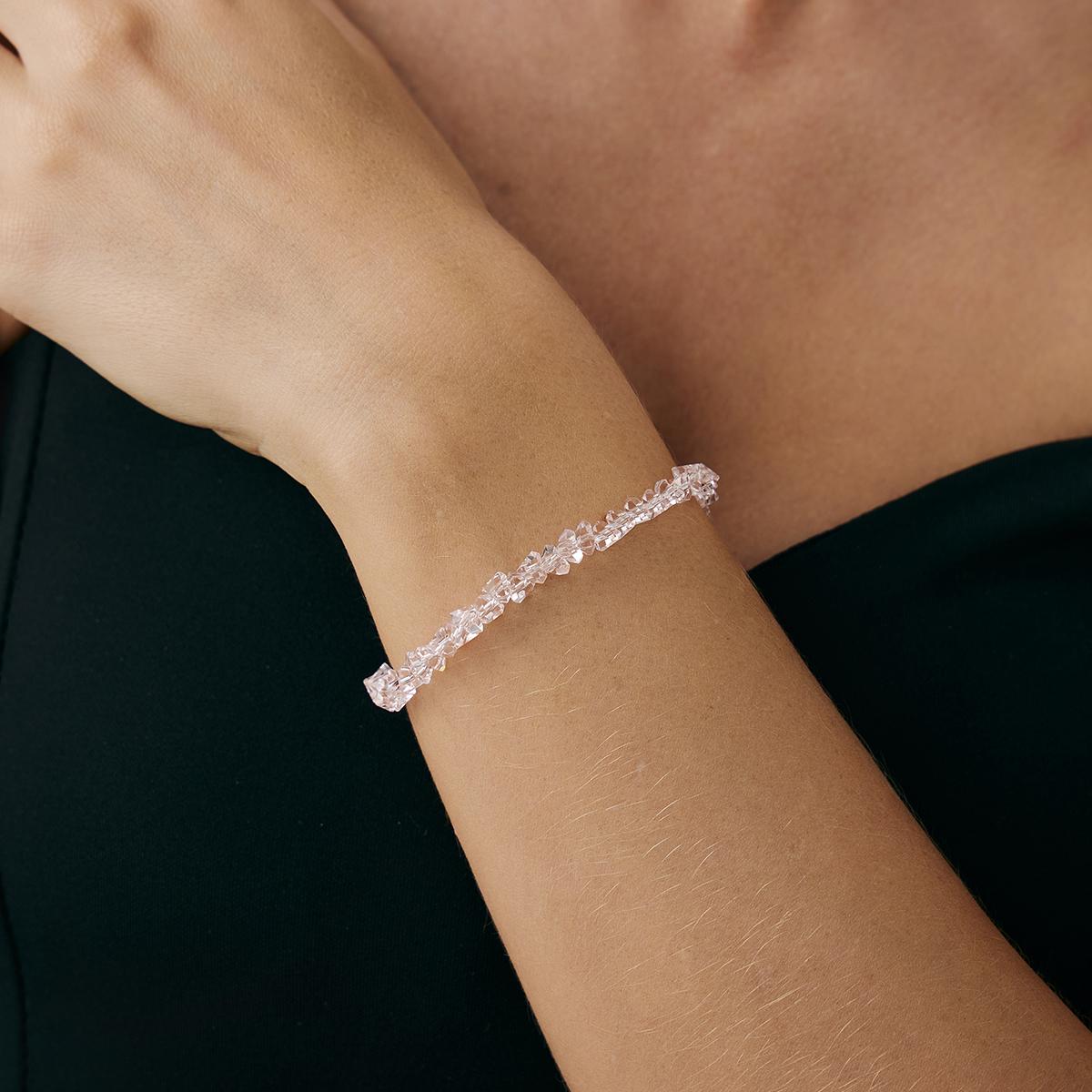 

Ingemark Exquisite Boho Irregular Crystal Chain Necklace Adjustable Bracelets for Women Trend Wedding Bridal Party Jewelry Set