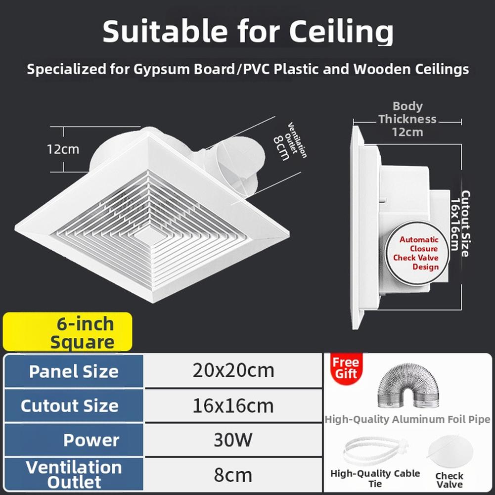 6 Inches 8 Inches 9 Inches Ceiling Ventilation Fan Exhaust Fan Ceiling Mounted Exhaust Fan For Kitchen Bathroom