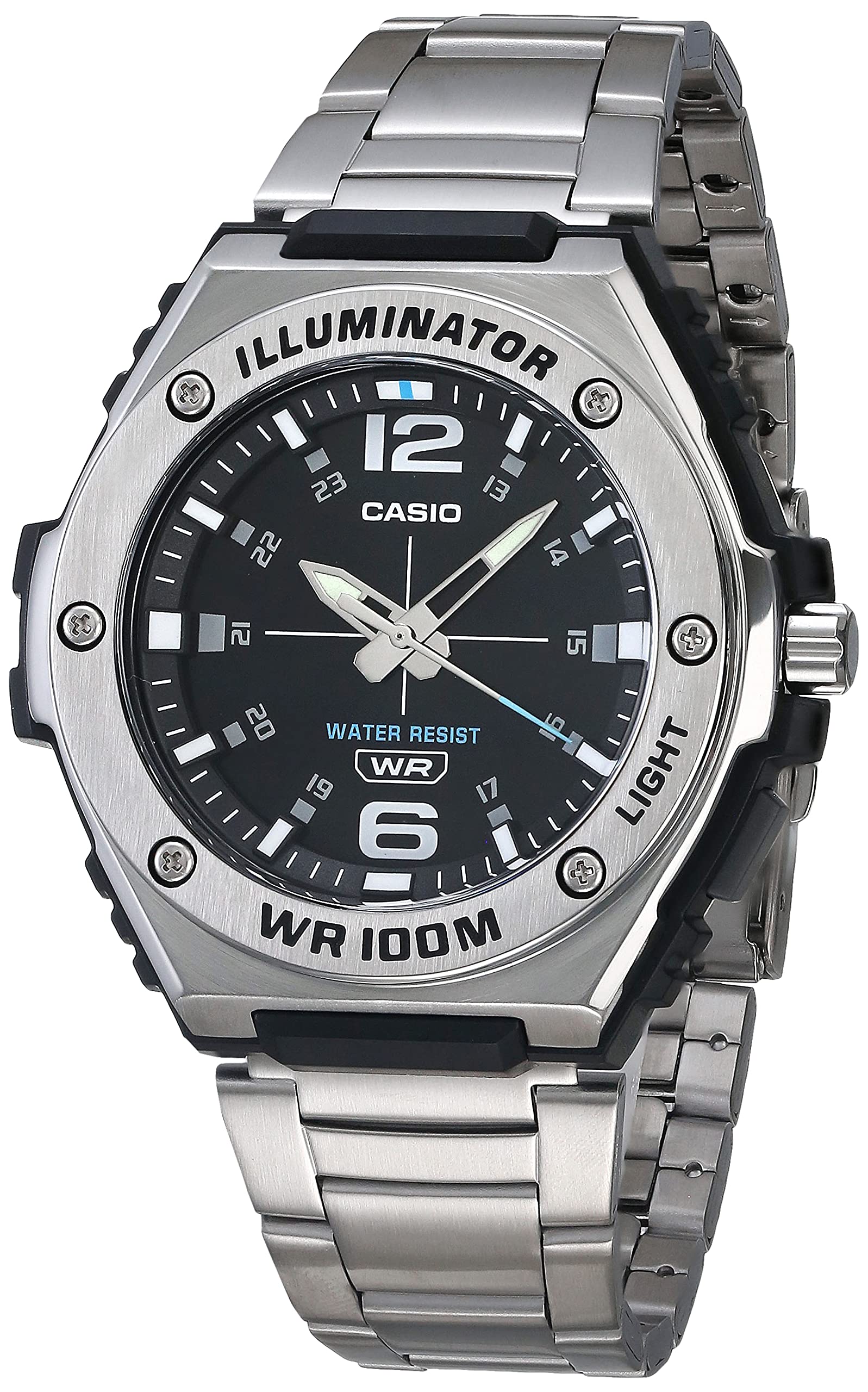 Casio Illuminator Quartz Heavy Duty 50mm Watch Analog Men s MWA-100H-2AVCF, Silver, Watch.