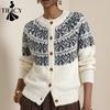 Women's Fashion Casual Fall Winter Colour Block Print Long Sleeve O-Neck Sweaters