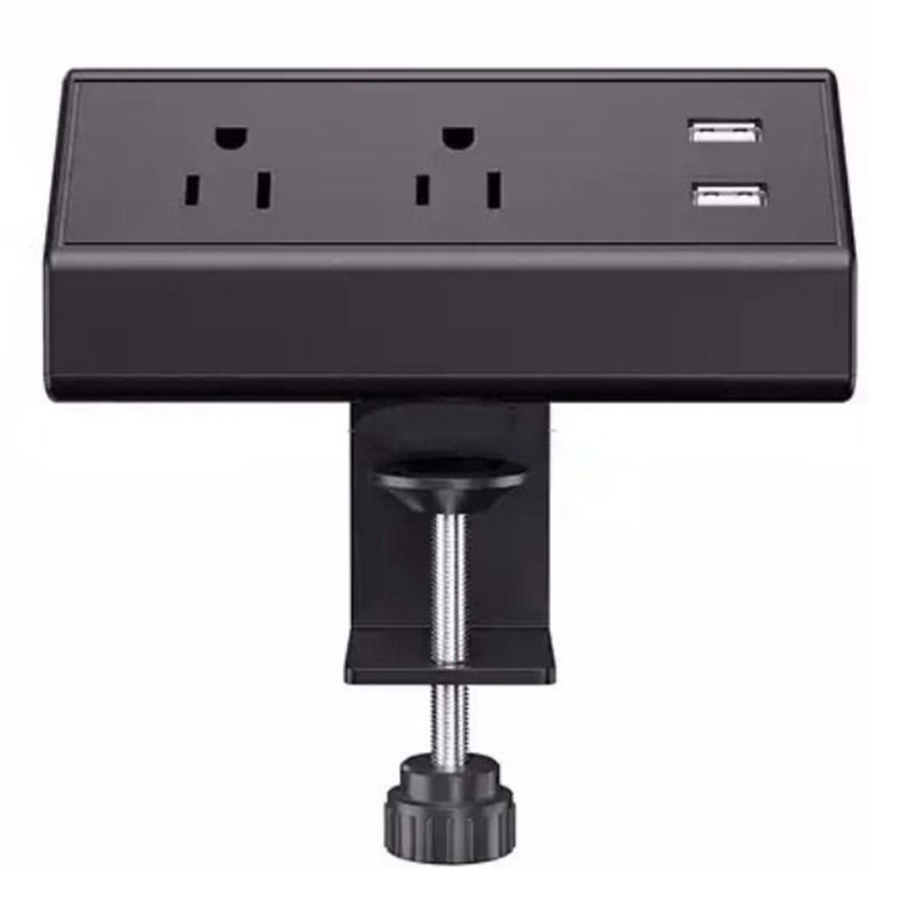 

US Plug Desk Clamp Power Strip Universal Surge-Protected Power Strip Extended USB Socket Office