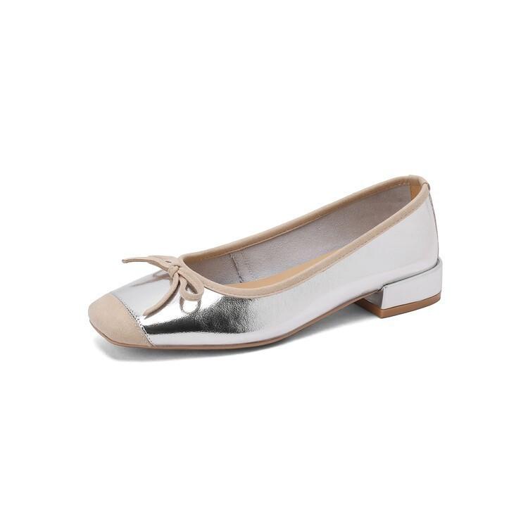 

YYDS~ 2025 Spring Full Leather Small Fragrant Wind Single Shoes Flat Heel Solid Color Square Head Low Top Flat Shoes 39