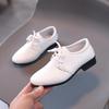 Boys' British Style Leather Lace-up Shoes - Spring/Autumn 2023, Black Performance for Students