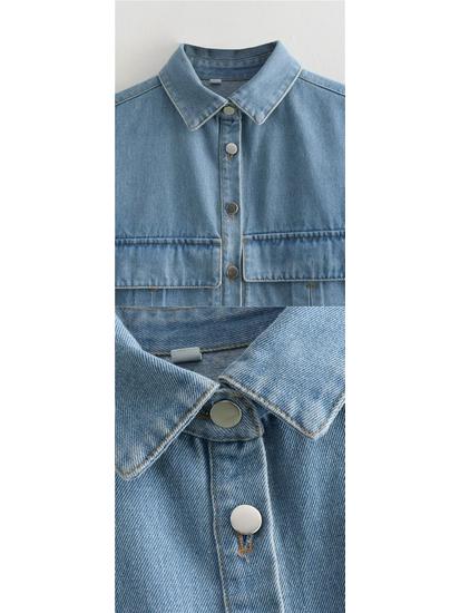 Women's Sleeveless Cardigan: Plain Color, Large Pockets, Polo Collar, Denim Top, High-Quality Feel