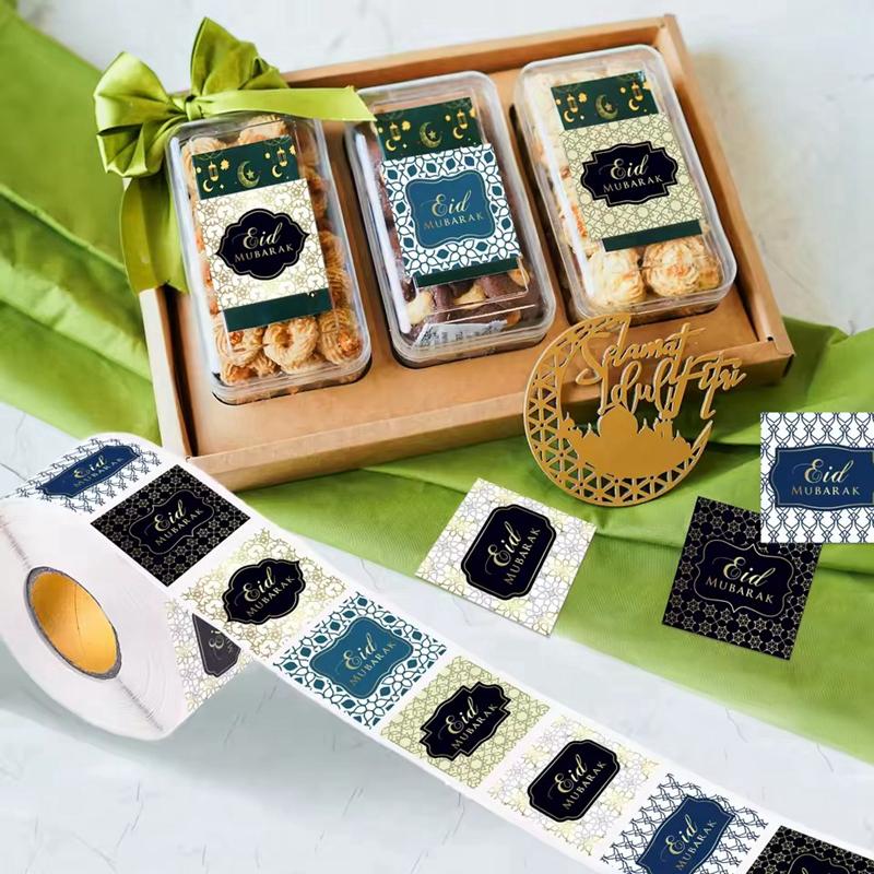 500Pcs 3.8cm EID Mubarak Stickers Gift Bag Candy Box Seal Labels 2025 Ramadan Islamic Muslim Party DIY Decoration Paper Sticker