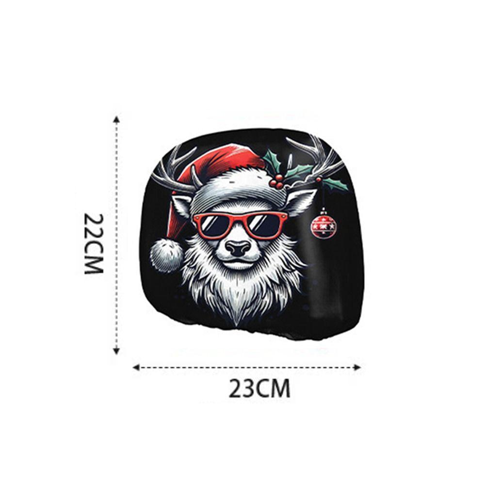 2PCS Santa Claus Print Car Seat Headrest Cover Auto Headrest Cover Set Car Interior Decoration