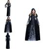 Enchanting Women's Wicked Queen Gothic Witch Costume With Elegant Long Bell Sleeves