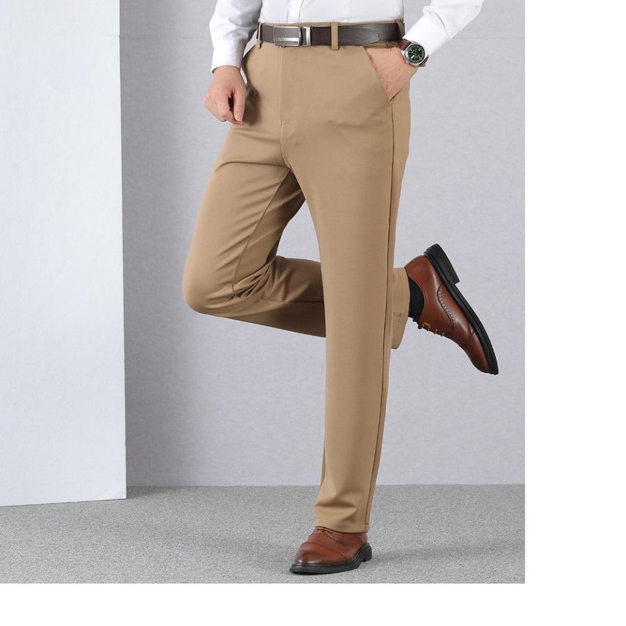 

Ice Silk Быстросохнущие летние тонкие брюки Повседневные брюки Длинные брюки с высокой талией Мужские брюки среднего возраста Эластичные 31