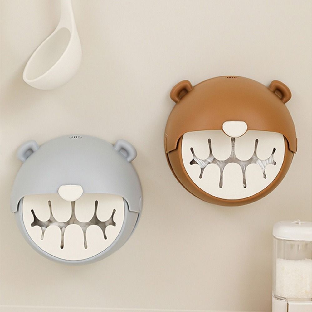 Bear Shape Plastic Wrap Storage Box Punch-Free Fresh Keeping Bags Dispenser  Bathroom