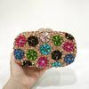 Borsa da sera con strass floreali WHTUOHENG Borse con diamanti Borse a mano da donna Verde/Oro Pochette in cristallo Pochette da sposa da donna