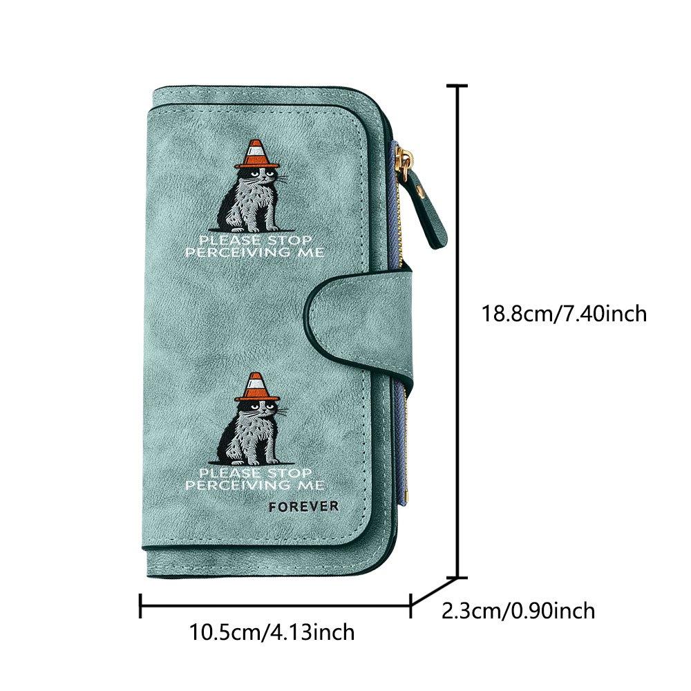 Cat themed long zipper wallet large capacity card holder unisex clutch bag stylish zippered coin purse suitable for daily use perfect gift for