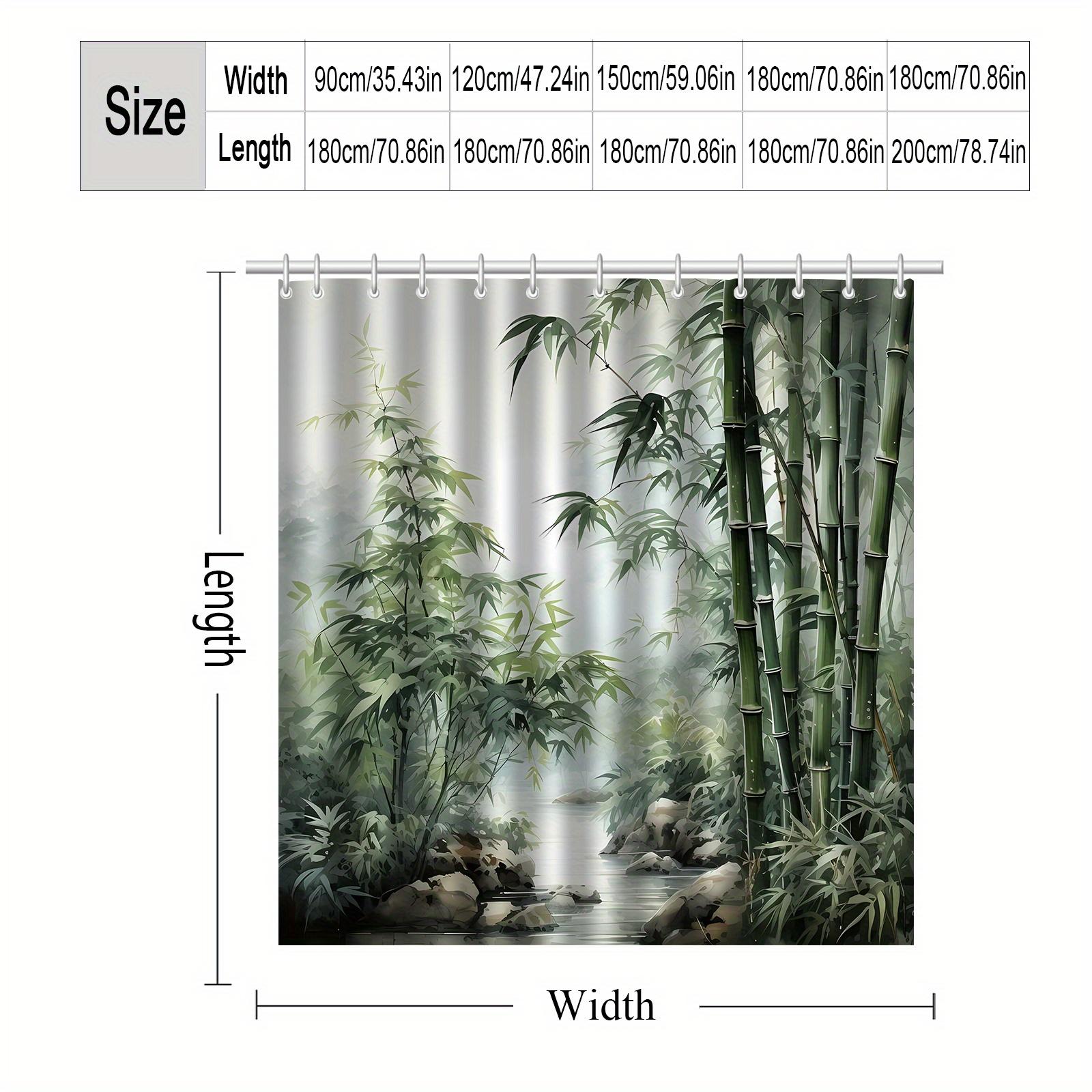 

Vikama New Chinese Zen Bamboo Grove Landscape Print Shower Curtain Waterproof And Mould-Resistant Bathroom Shower Curtain W60H190(CM)-1 Pcs