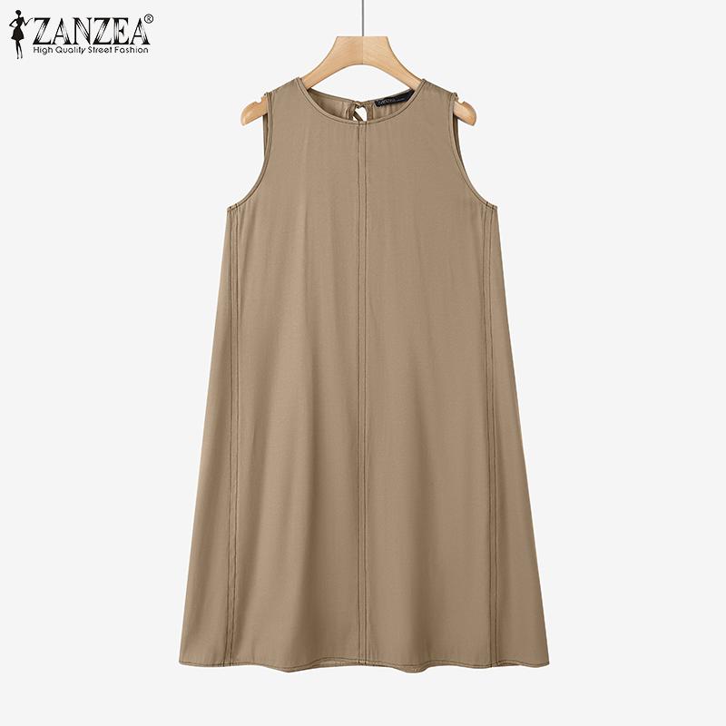 

ZANZEA Women Casual Round Neck Summer Sleeveless Dress S белый