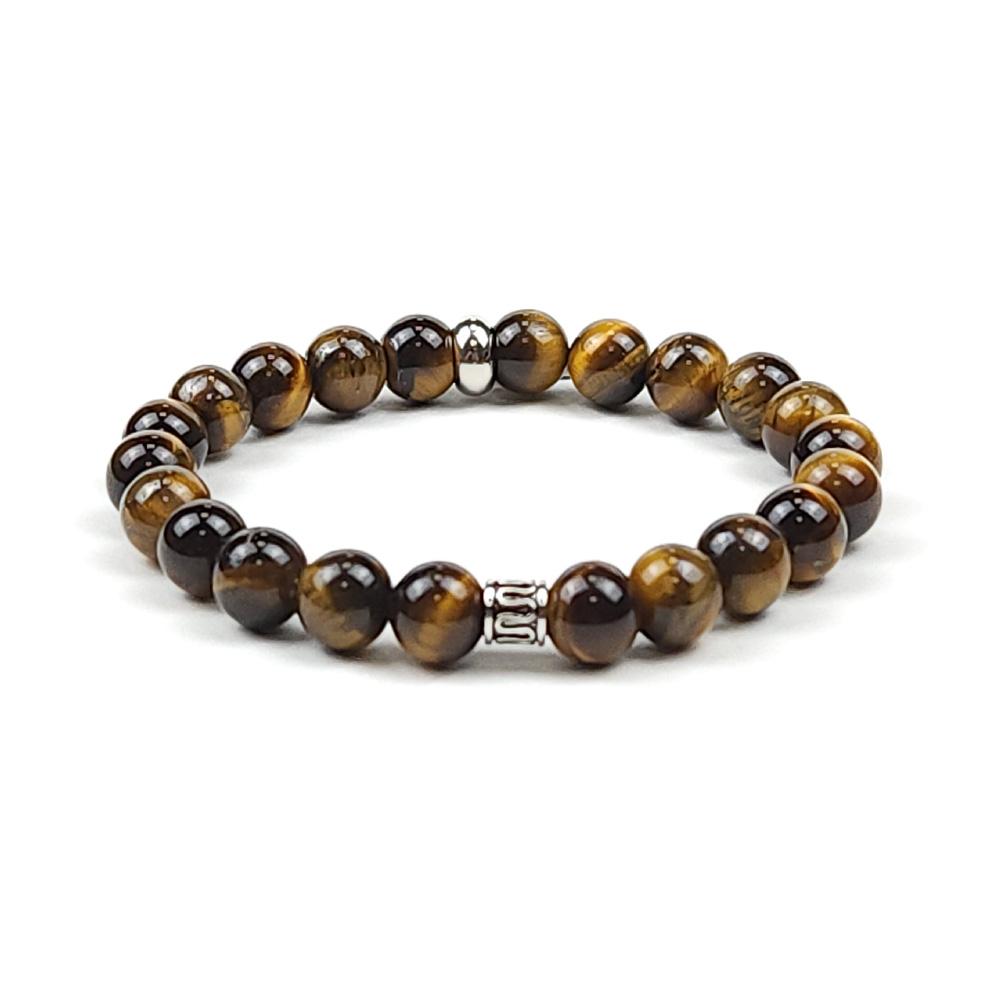 The Shirts Studio Tiger Eye Natural Stone Round Decorative Bracelet