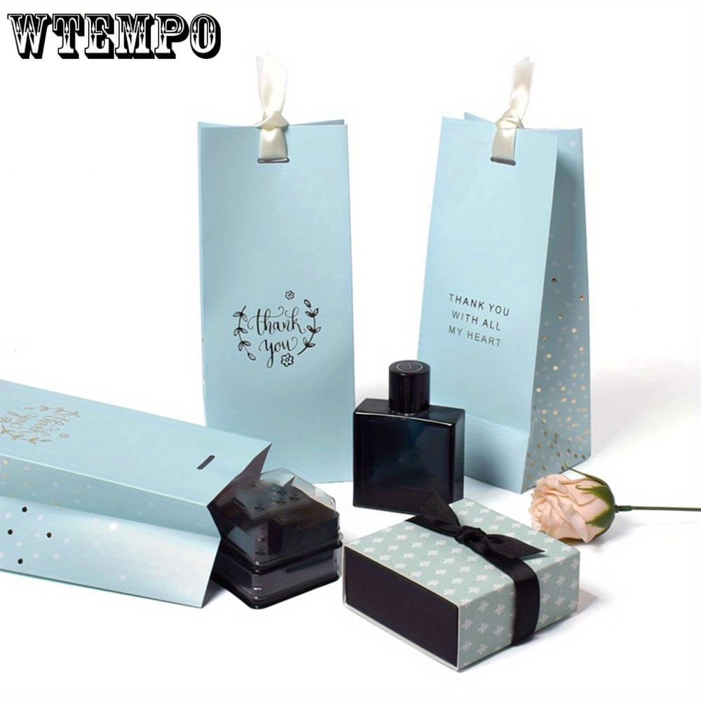 10pcs Blue Gift Bags with Ribbon Portable Paper Gift Bag Luxury Handheld Bag Wedding Favors Bags Jewelry Packaging Bags Shopping Bags Treat Bags