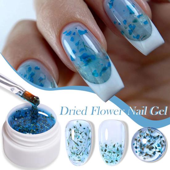 1/6Pcs 8ML Dried Flowers Gel Nail Polish Soak Off UV/LED Natural Floral Petal Nail Glue Varnish Long Lasting Women Clear DIY Nail Art Painting Gel