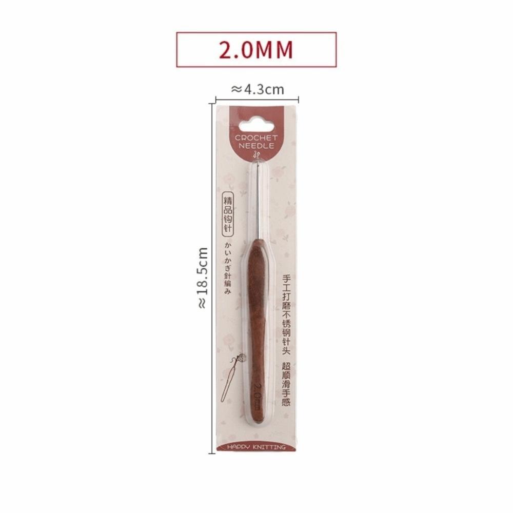 Sandalwood Handle Crochet Hook Handmade Crafts Stainless Steel Crochet Hook  Doll Weaving Tool