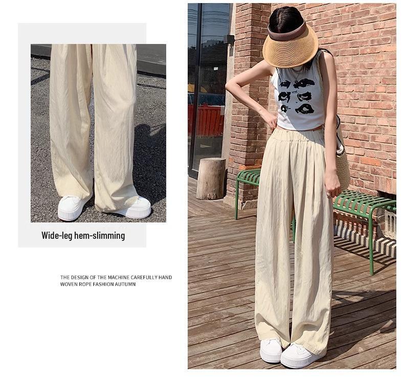 Calças Femininas de Cintura Alta em Seda Gelo 2025 - Verão Fino, Modelador, Casual, Corte Solto