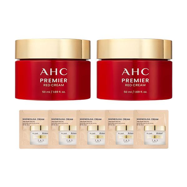AHC Premier Red Cream 50ml x2 + JAS Cream Sample 5 Sheets / Whitening / Wrinkle / Moisturizing