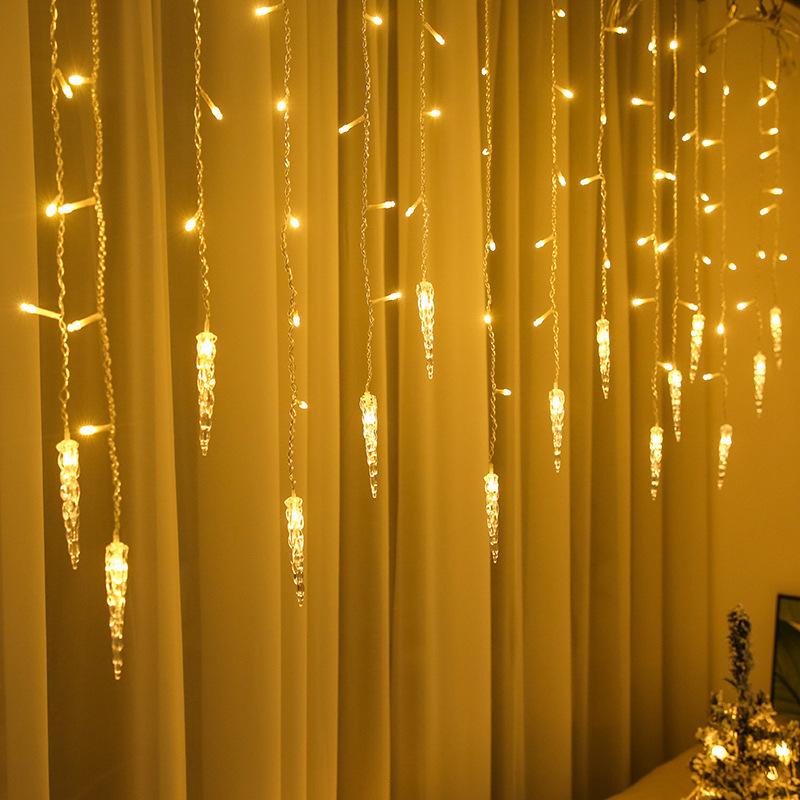 Christmas Decorations Snowflake Window Curtain Garlands LED Icicle Fairy Lights Outdoor Garland Home Party Garden New Year Decor