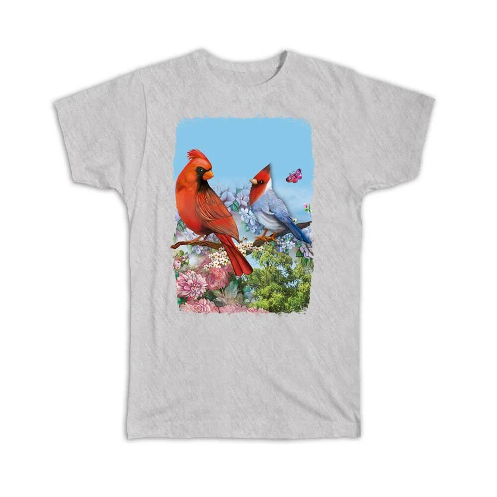 Gift T-Shirt : Cardinal Flowers Bird Grieving Lost Loved One Grief Healing S