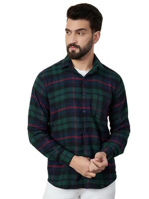 Green Tartan Flannel Shirt - 100% Combed Cotton, Long Sleeve, 180 GSM