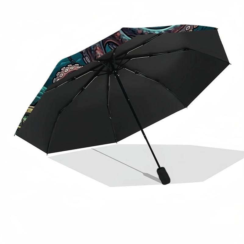 Steampunk Octopus Dive Pattern Umbrella, Portable and Foldable Design, 8 Ribs, a Casual Accessory for Halloween, Christmas, and Birthday Gifts.