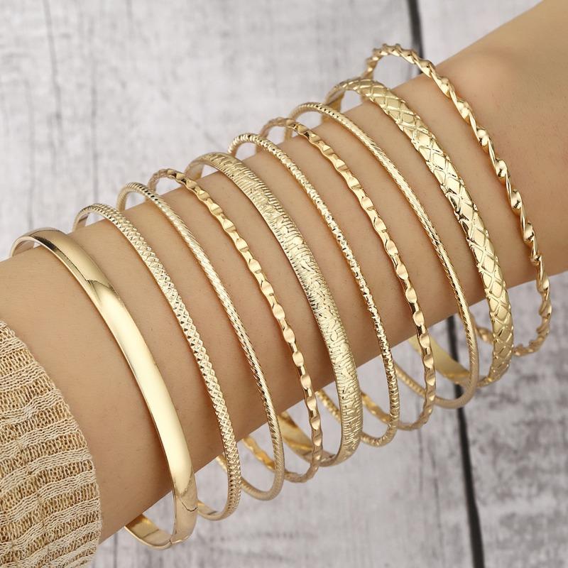 Jewelry, Rhombus Twist Glossy Bracelet Set, Irregular Punk Bracelet Set
