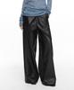 Nash Folded Wide Pants (Unisex) Leather Black