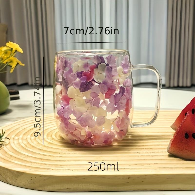 

2pcs Double-Walled Insulated Glass Mugs Fashionable Floral Design, Ideal for Coffee, Tea, Milk, Juice - Perfect for Home, Office 250-400ml