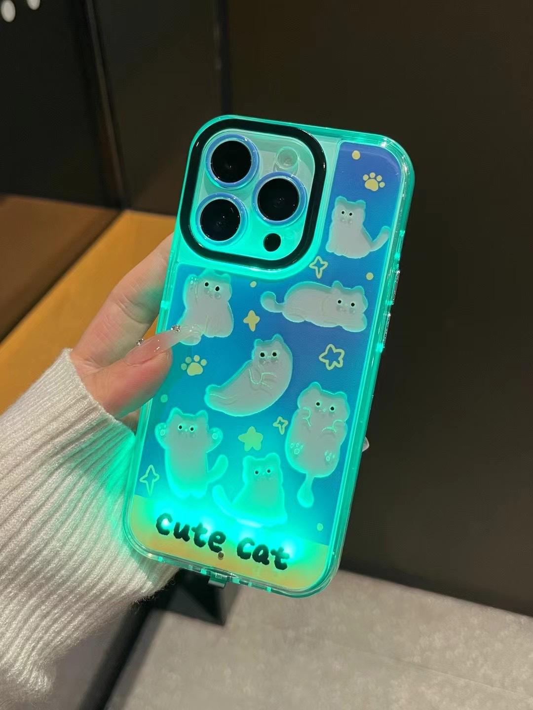 

Caller flash cute cat star applicable IPhone17Promax mobile phone case Apple 16 all-inclusive anti-drop protection IPhone 17