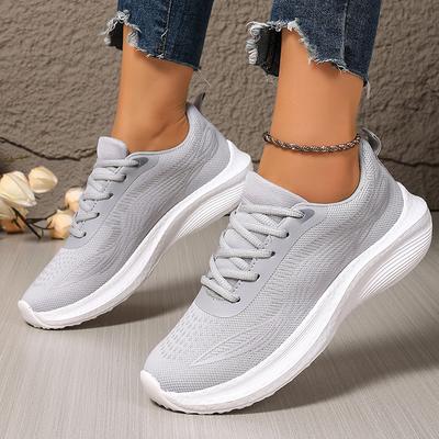 Modne Plus Size 35-43 Gruba Podeszwa Dzianinowe Sneakersy Kobiety Oddychająca Siateczka Sznurowane Buty Sportowe Kobieta Lekkie Miękka Podeszwa Buty do Chodzenia