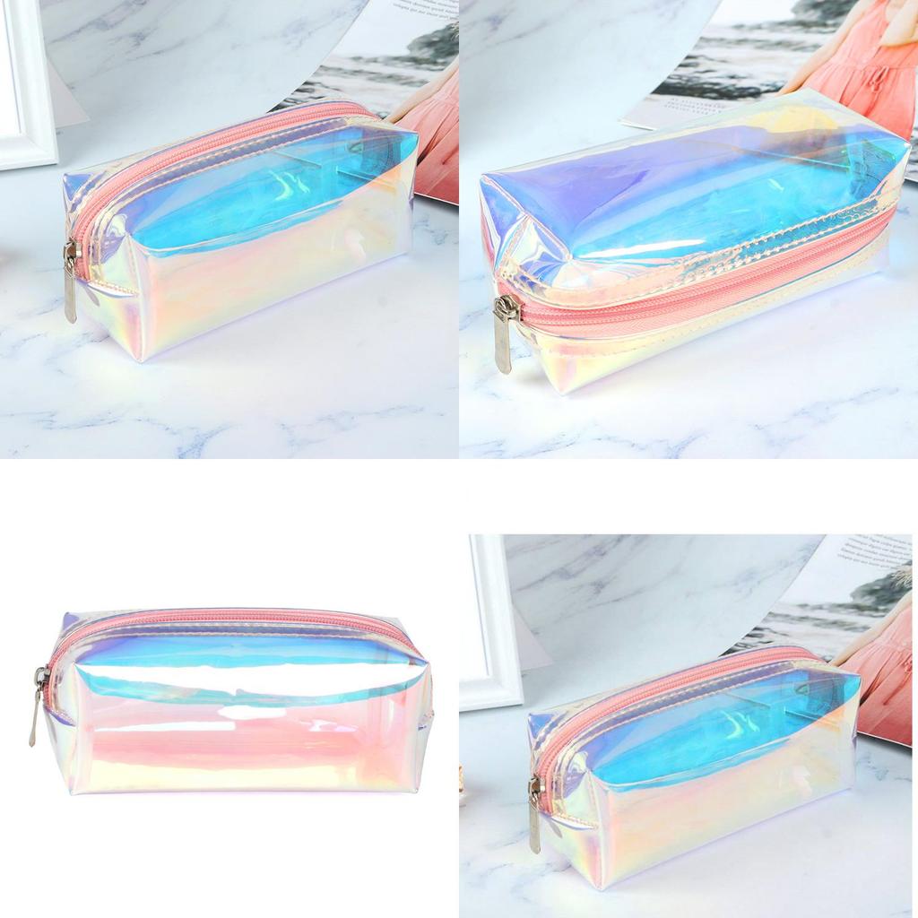 Modische wasserdichte TPU Kosmetiktasche für Schülerprüfungen Klares Laserfarben-Design