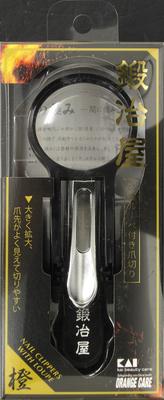 Orange Care Products Nail Clipper with Magnifying Glass 1 Piece Large-diameter High-quality (Kajiya)