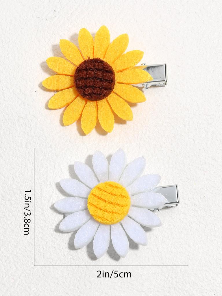 Small Sunflower Daisy Hair Clips for Girls Flower Hairpin Side Bangs  Barrettes Children Handmade Hairgrip Kids Hair Accessories