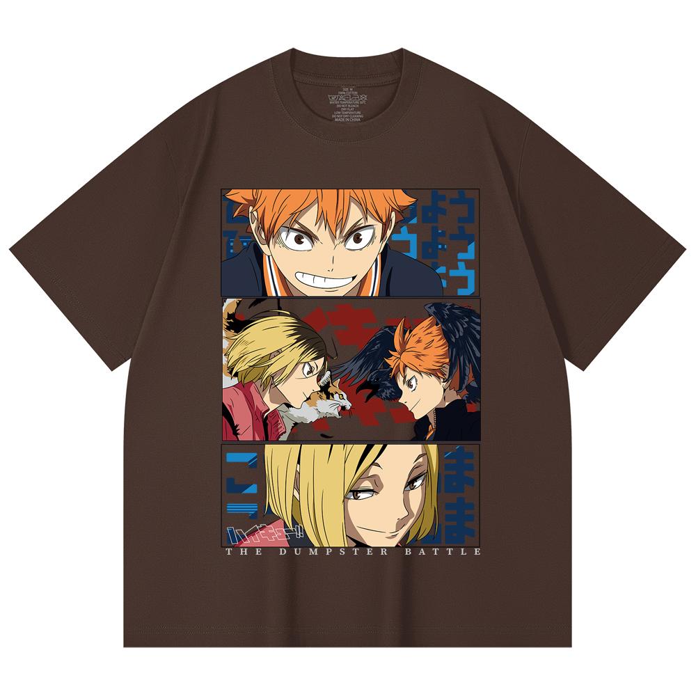 230 Gsm 100% Cotton Haikyu V9 Dumpster Battle Print Unisex Heavy Cotton T Shirt