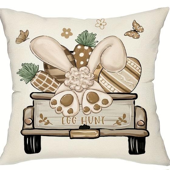 Easter Bunny Truck Egg Pillow Covers - Farmhouse Spring Summer Indoor Outdoor Home Decor