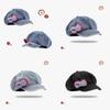 Fruit Apple Button Denim Beret Hat With Cloud Design For Womens Spring Casual