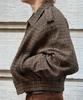 Lmood Baum Harris Tweed Wool Blouson Jacket Brown Check