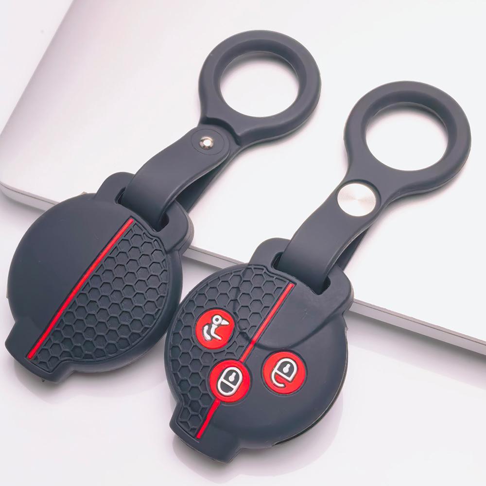 Anti Slip Car Key Protector for Smart Fortwo Forfour Roadster City Coupe City Cabrio with Keychain Honeycomb Texture Soft Silicone Key Fob Protector