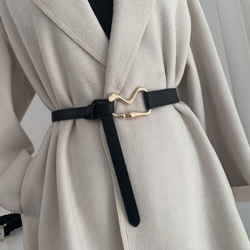 Womens Contemporary Black Suit Jacket With Elegant Belt For Stylish Fall Looks