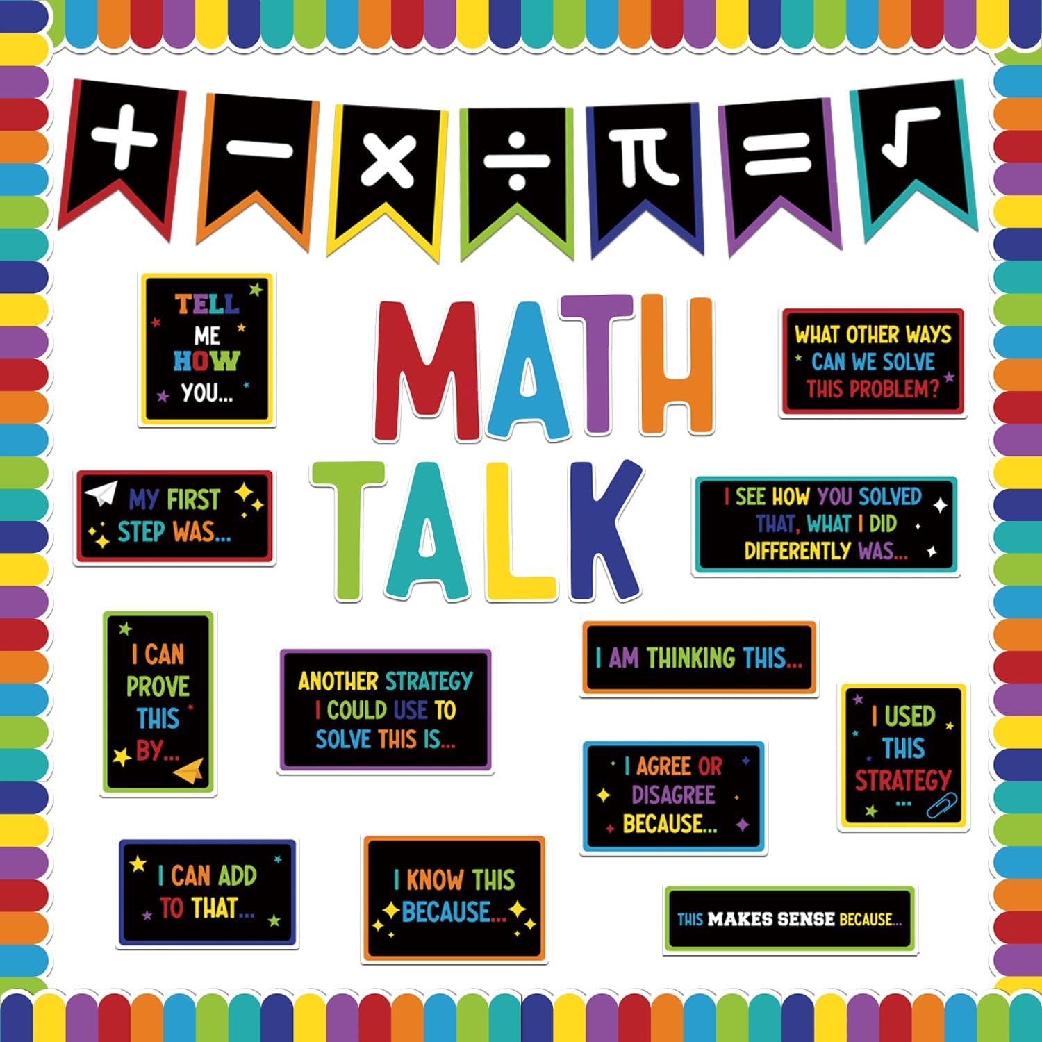 Colorful Math Talk Bulletin Board Set for Classroom Decorations Educational Math Posters Math Talk Bulletin Board Decorations for Elementary Middle