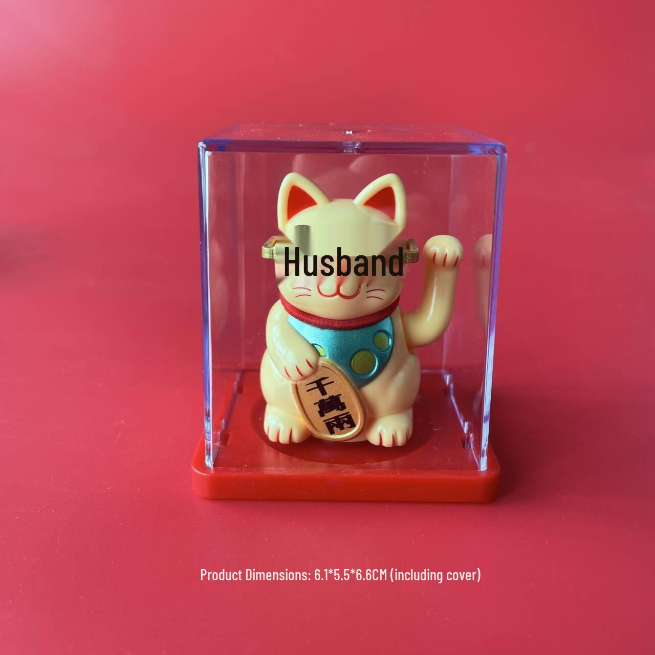 Year of the Horse Solar Lucky Cat, Little Monk, God of Wealth, Laughing Buddha, Nodding Panda, and Chick Car Ornament