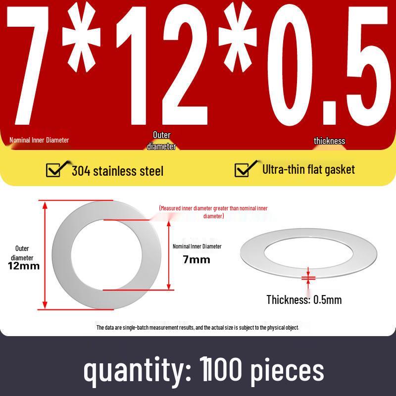 Plochá podložka z nerezové oceli 304 pro nastavení vůle hřídele (0,1/0,2/0,3 mm)